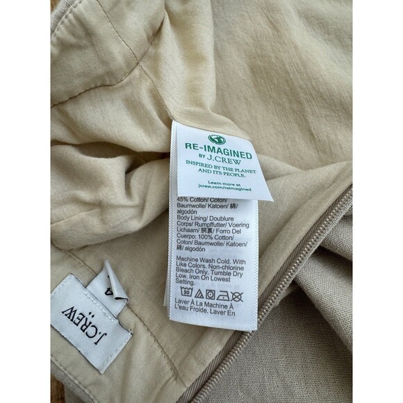 J. Crew Women's Beige Button Front Skirt A Line Linen Blend Career 4 - Picture 8 of 12